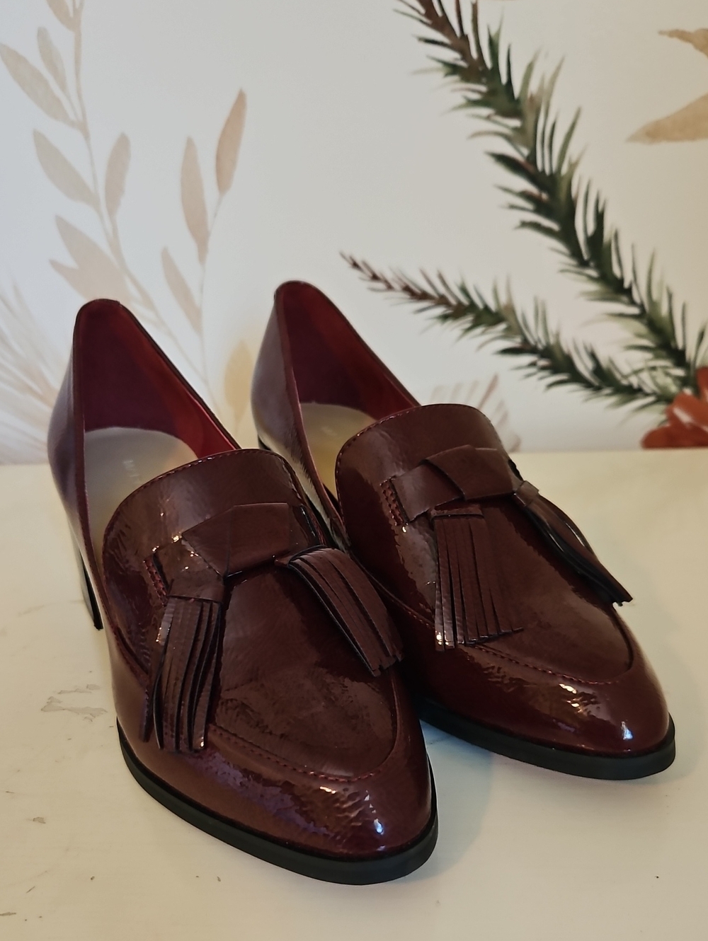 Marc Fisher Patent Tassel Heeled Loafers, aroon Oxblood, 8 - Picture 2 of 10